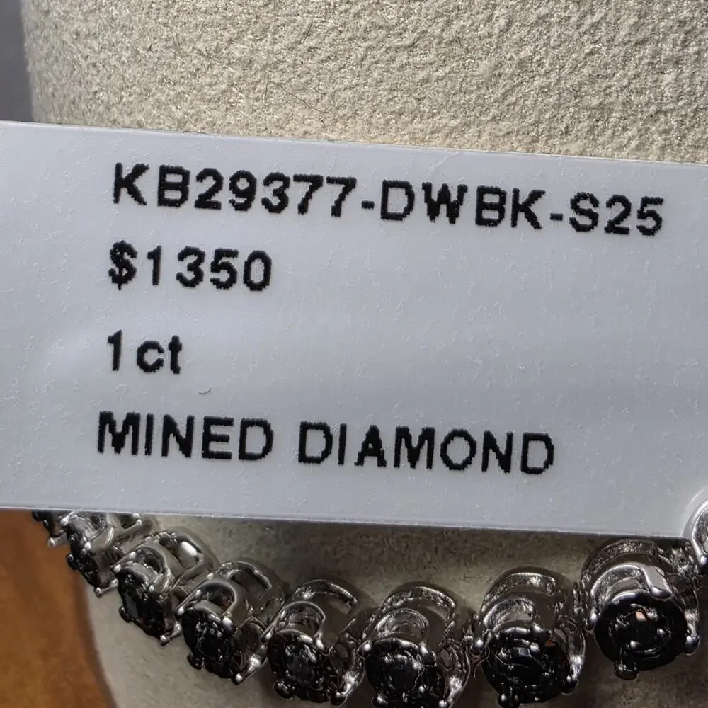 1.0ctw Natural Black Diamond Tennis Bracelet 925 Sterling Silver 7